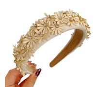 Rhinestone Flower Headband NonSlip Wide Headband Female Wedding Hairband Fabric Flower Hairhoop Elegant Party Headwear