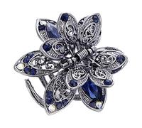 Rhinestone Flower Large Hair Claw Clip Hair Accessories for Women Dark Blue