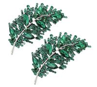 Rhinestone Flower Leaf Brooch Pins, Decoration Corsage Accessories, Fashion Crystal Leaf Brooch for Business Meeting Evening Party(Green,1pcs)