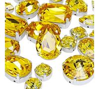 Rhinestone for Crafts DONGZHOU 82 pcs Sew On Crystal Rhinestones Light Topaz Yellow Sewing Crystal Glass Claw Setting Stone for DIY Jewelry hat Clothes Mask Wedding Dress Decoration