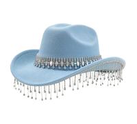 Rhinestone Fringe Cowgirl Hat Bling Cowboy Hat for Wedding Rave Party Travel Costume Accessories