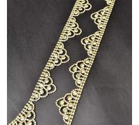 Rhinestone Fringe， Glass Rhinestone Tassel Fringe Sew On Trim Gold Silver 45-90cm(Style 1,90cm Long)