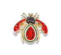 Rhinestone Fruit Bee Brooch Pin for Women Girls Gold Plated Fashion Crystal Red Green Enamel Ladybird Insect Animal Brooches Lapel Pins Cute Dress Accessories Birthday Holiday Jewelry Gift (Watermelon