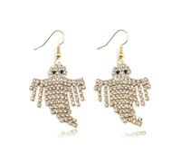 Rhinestone Ghost Earrings for Women Halloween Ghost Earrings Cute Ghosts Tassel Earring Dangle Halloween Costumes Woman 2025, Zinc, No Gemstone