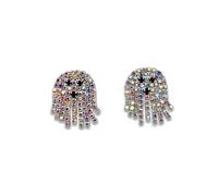 Rhinestone Ghost Earrings for Women Halloween Ghost Earrings Cute Ghosts Tassel Earring Dangle Halloween Costumes Woman 2025, Zinc, No Gemstone