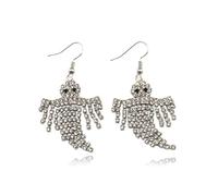 Rhinestone Ghost Earrings for Women Halloween Ghost Earrings Cute Ghosts Tassel Earring Dangle Halloween Costumes Woman 2025, Zinc, No Gemstone