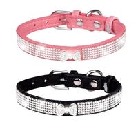 Rhinestone Glitter Pet Collar - Adjustable Cat Small Dog Collar | Soft Glitter Microfibre Necklace Comfortable Tear-Resistant Crystal Jewellery Accessory for Puppies Cats Wedding