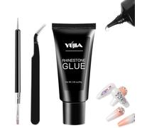 Rhinestone Glue, Kaluofan 1PCS 3D Art Nail Gel Glue, Strong Adhesive Gel Nail Glue for Rhinestones, Extend Nail Pieces, Pearls, Gems, Solid Nail Glue Gel Long Lasting and Strong for DIY Nail Art Lover