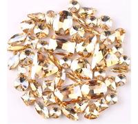 Rhinestone Gold Metal Setting 50Pcs/Bag Shapes Mix Colors Glass Crystal Sew On Rhinestone Wedding Dress Shoes Bags DIY Trim(A15 Champagne Gold)