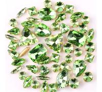 Rhinestone Gold Metal Setting 50Pcs/Bag Shapes Mix Colors Glass Crystal Sew On Rhinestone Wedding Dress Shoes Bags DIY Trim(A9 Light En8)