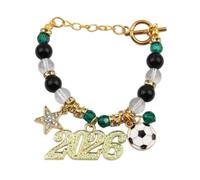 Rhinestone Gold Soccer Bracelet, Five-Pointed Star Fan Keepsake (Green)