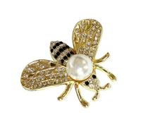 Rhinestone Gold USA Flag Brooch Pin for Women & Men - Patriotic 4th of July Crystal Enamel Medal, Red, Blue, & White Dress Accessories for Veterans & Independence Day, Bee, One size