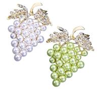 Rhinestone Grape Lapel Pin, Cute Fruit Lapel Brooch, Decoration Corsage Accessories for Suit Scarves Birthday Anniversary(White green)