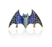 Rhinestone Green Bat Animal Brooch Pin for Women Men Gold-Tone Fashion Crystal Demon Birds Brooches Lapel Pins Gothic Halloween St.Patrick's Day Holiday Dress Accessories Jewelry Gift, M, Metal, no