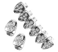 Rhinestone Grill Silver Copper Hip Hop Decorative Jewelry for Women | Upper Teeth Fit, Single Tooth Use, Costume Accessory for Club Looks, Rapper Style with Bright Colour