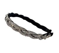 Rhinestone Hair Band, Plastic Headband Braids Headband Made of Rhinestones Glitter Crystal Headbands Hair Band Elegant Hair Accessories for Women Brides Wedding Prom Party, Grey