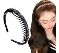 Rhinestone Hair Band with Teeth Non Slip Zig Zag Headband Plastic Comb Sparkly Diamond Headbands Hair Accessories for Women Girls 25933