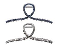 Rhinestone Hair Claw Clips, Large Metal Blue Crystal Jaw Clips for Women Ladies Bling Jumbo Hair Clips Wedding Party Elegant Jaw Clamps Decorations Strong Hold Hair Styling Accessories (2 Pack)