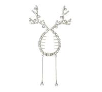 Rhinestone Hair Clip Durable Christmas Women's Reindeer Hairpin with Faux Pearl Festive Holiday Ponytail Bun Holder White