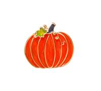 Rhinestone Halloween Pumpkin Brooch Pin for Women Girls Gold Plated Fashion Enamel Green Pumpkim Leaf Brooches Lapel Pins Cute Fall Holiday Festival Jewelry Gift Souvenir, L, Alloy Steel, cubic