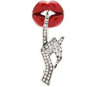 Rhinestone Hand Lip Pin Women Sexy Secret Pose Brooches Casual Do Not Talk Brooch Pins Gifts Clever design