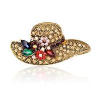Rhinestone Hat Brooch Pin for Women Lapel Pins Elegant Dress Boutonniere Corsage Suit Tie Accessories Wedding Party Brooches Jewelry for Lady Girls Bff Ceremony Banquet