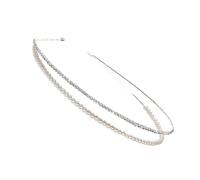 Rhinestone Headband Double Layer Elegant Pearl, for Women Bridal Wedding | Stylish Alloy Hairpiece with Artificial Pearls and Crystals, for Parties, Birthdays and Special Occasions