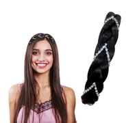 Rhinestone Headband Sparkly Headbands for Women Girls Head Accessories Straight Wide Synthetic Plait Hairband Dark Brown 3507