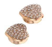 Rhinestone Heart Button Cover 2pcs Golden Alloy Decorative