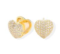 Rhinestone Heart Earrings Heart Stud Bling Earrings CZ Love Heart Stud Earrings Heart Earrings Jewelry for Women, Brass, No Gemstone