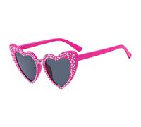 Rhinestone Heart Glasses - Sparkling Love Shape Design, Trendy Chic Retro Sunglasses, 6.06 inches Lightweight UV Protection Shades | Perfect Women Eyewear Accessory, Travel, Festivals, Gift
