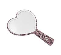 Rhinestone Heart Handheld Mirror, Sparkling Portable Design for Travel & Weddings, Easy Storage Compact Makeup Mirror