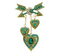 Rhinestone Heart Love Arrow Brooch Pin for Women Girls Alloy Fashion Crystal Statement Brooches Lapel Pins Dainty Dress Accessories Holiday Party Jewelry