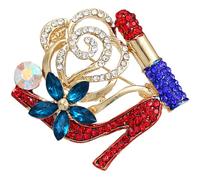 Rhinestone High Heel Brooch Pin Red Alloy Jewelry for Women | Clothing Accessory for Weddings and Dress Wear, Fashionable Bling Finish, Not Easy to Deform