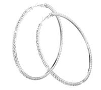 Rhinestone Hoop Earrings For Women Diamond Bling Silver For Women Big Hoop Earrings For Wedding Party, 70 mm, Glass, Zinc alloy, No Gemstone