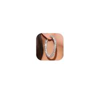 Rhinestone Hoop Earrings for Women Gold Chunky Huggie Hoop Earrings Large Sliver Sparkly Hoop Earrings Wedding Prom Bridal Jewelry Gifts, D:Large Silver Hoop Earrings(1.97inch), Zinc, Cubic Zirconia