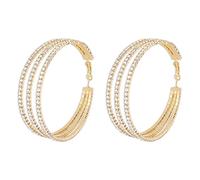 Rhinestone Hoop Earrings for Women, Sparkling Crystal Circle Hoop Earrings,Elegant Layered Circle Crystal Earrings,Glamorous Fashion Statement Jewelry for Wedding Bridesmaid Party Prom, L, Metal, No