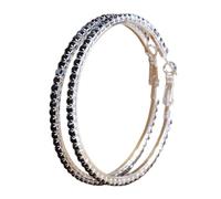 Rhinestone Hoop Earrings for Women Sparkly Shiny Round Circle Hoops Wedding Dancing Party Appointment Decor, Cubic Zirconia, No Gemstone