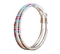 Rhinestone Hoop Earrings for Women Sparkly Shiny Round Circle Hoops Wedding Dancing Party Appointment Decor, Cubic Zirconia, No Gemstone