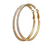 Rhinestone Hoop Earrings for Women Sparkly Shiny Round Circle Hoops Wedding Dancing Party Appointment Decor, Cubic Zirconia, No Gemstone