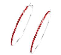 Rhinestone Hoop Earrings Sparkly Bling Crystal Round Circle Hoops for Women Wedding Jewelry, L, Crystal, no gem