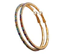 Rhinestone Hoop Earrings Sparkly Bling Crystal Round Circle Hoops for Women Wedding Jewelry, M, Crystal, no gem