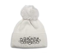 Rhinestone Iconic Big Bling Beanie (White)