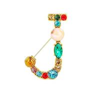 Rhinestone Initial Brooch - 26 Letter A-Z Lapel Pin with Colorful Crystals - Capital Letter Pin for Women & Girls - Suitable for Dress, Suit, Bags & Decors, Zinc, no gemstone