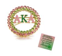 Rhinestone Initial Pin Brooch Gift for Women Sisterhood Jewelry Pink and Green Letter Lapel Pin for Jacket Hat Bag Sparkly Crystal Style Monogram Accessory, L, Zinc, no gemstone
