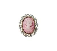 Rhinestone Lady Portrait Statement Brooch for Women Vintage Cubic Zirconia Beauty Cameo Lapel Pin Beautiful Crystal Figure Round Brooch Jewelry Gifts, L, Metal, no gemstone