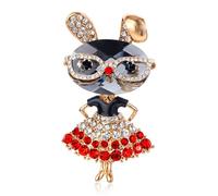 Rhinestone Lady Rabbit Brooch Crystal Easter Bunny Lapel Pin Dainty Cute Christmas Jewelry Party Costume Accessories for Graduation Souvenir Gift Honors Day