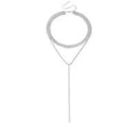 Rhinestone Layered Necklace, Double-Layer Design, Ooth Metal Chains, Rhinestone Embellishments, A Gift Choice Ideal For Women