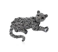 Rhinestone Leopard Brooch Pin for Women Men Dainty Personalized Crystal Cubic Zirconia Cool Panther Animal Lapel Pins Elegant Dress Suit Clothes Accessories Fashion Jewelry, 2.48inch*1.41inch, Metal