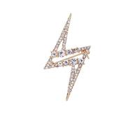 Rhinestone Lightning Bolt Brooch Pins Gold Silver Plated Dainty Thunder Flash Sparkly Crystal Cubic Zirconia Lapel Pins for Women Men Hip Hop Dress Suit Badge Clothing Fashion Jewelry Accessories, M